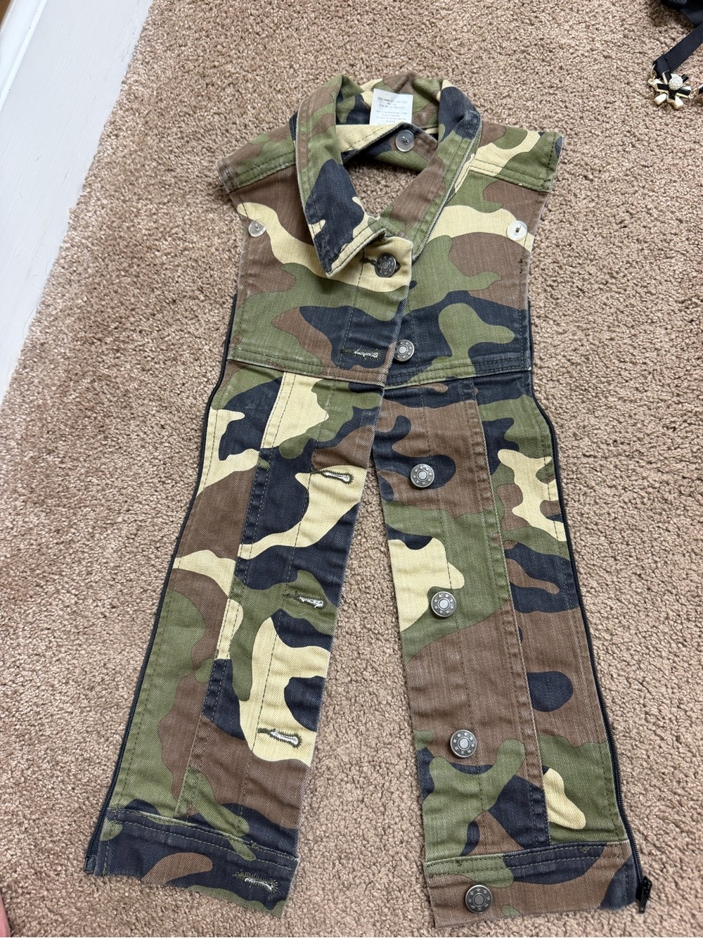Veronica Beard Camo Button-Front Dickie in Green/Brown - Picture 4 of 6